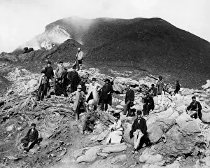 Tourists on Mount Vesuvius, Italy