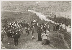 Homestead Gallery: Tourists at Sami homestead, probably Norway