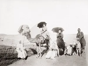 Tourists at the Sphinx, Egypt, c. 1900