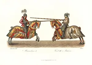 Caparison Prints: Tournament joust between Maximilian I and Frederick
