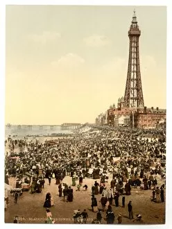 Black Pool Collection: The tower with beach, Blackpool, England