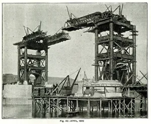 Iconic Prints: Tower Bridge under construction, April 1892