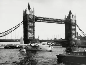 Tower Bridge, London with Short Sutherland flying boat