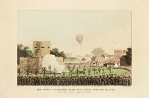 Images Dated 7th December 2011: Tower, fireworks and balloon, Green Park, London