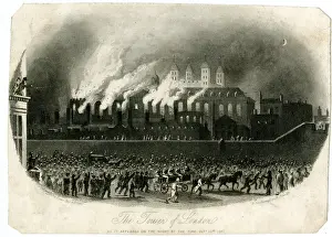 The Tower of London on fire