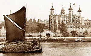 Tower of London and Thames Barge Victorian period