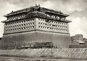 Tower on Tartar wall, Peking Beijing city walls c. 1900