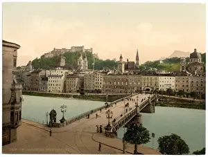 Salzburg Prints: Town bridge, Salzburg, Austro-Hungary