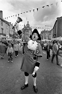 Shouting Prints: Town crier at Clitheroe Country Fair, Lancashire, England