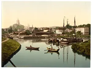 Cleves Prints: Town and harbor, Cleves, Westphalia, Germany