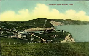 Totland Prints: The Town from Meedres Down, Freshwater, Isle of Wight