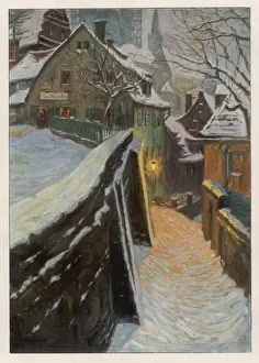 Sites Prints: Town in Winter Evening