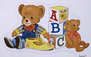 Solitary Prints: Toy bears and Alphabet Squares