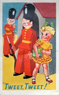 Suggestive Prints: Toy soldiers and cute girl on an audible greetings card