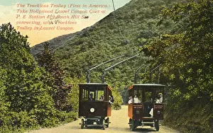 Trackless trolley, Laurel Canyon, California, USA