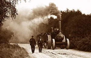 Traction engine hauling a load