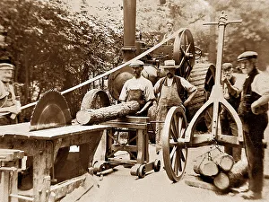 Sawmill Prints: Traction Engine at a sawmill