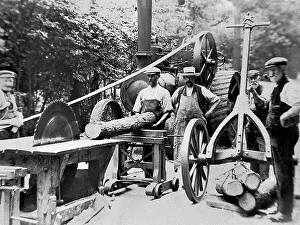 Logging Prints: Traction Engine and Sawmill Victorian period