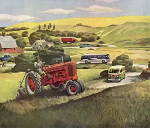 Drives Prints: Tractor Above a Road Date: 1950