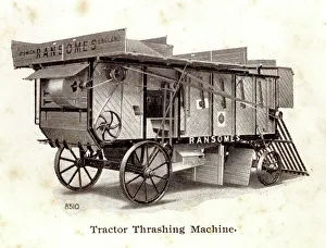 Anglian Prints: Tractor thrashing machine made by Ransomes of Ipswich
