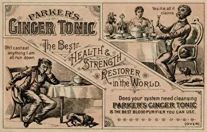 Trade card from Parkers Ginger Tonic, New York City