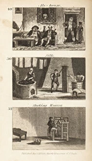 Images Dated 7th June 2020: Trades in Regency England: Ale-house, silk mill