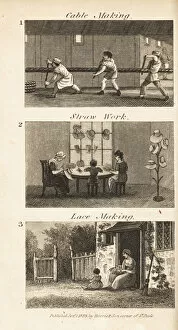 Images Dated 5th June 2020: Trades in Regency England: cable making, straw work