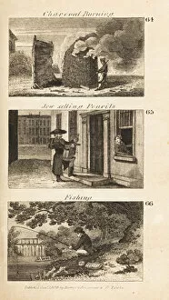 Images Dated 8th June 2020: Trades in Regency England: charcoal burning, Jew selling