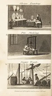 Educational Prints: Trades in Regency England: china painting, pin making