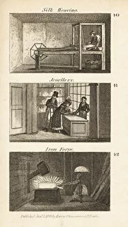Images Dated 7th June 2020: Trades in Regency England: silk weaving, jewellery