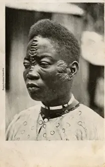 Traditional facial scarification in Congo, Central Africa