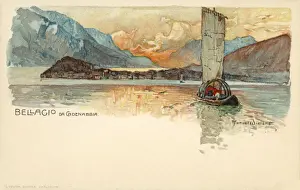 Crosses Prints: Traditional lake boat crossing from Cadenabbia to Bellagio