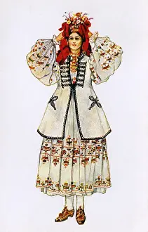 Marital Prints: Traditional National Costume of Croatia - Bride from Sisak