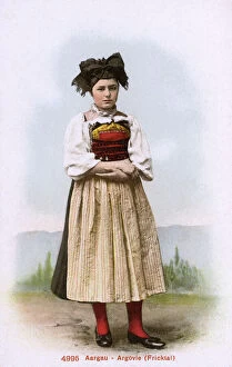 Bonnet Collection: Traditional Swiss Costume - A woman from Frick, Aargau