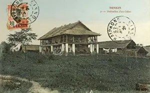 Tonkin Prints: Traditional two-storey house - Vietnam