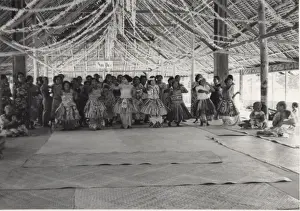 Indoor Prints: Traditional welcome dance, Tuvalu, Gilbert Islands, Pacific