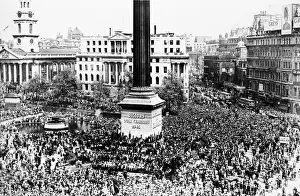Celebrations Prints: Trafalgar Square, London, WW2 victory celebrations