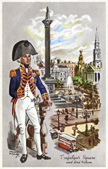 Trafalgar Collection: Trafalgar Square and Lord Nelson