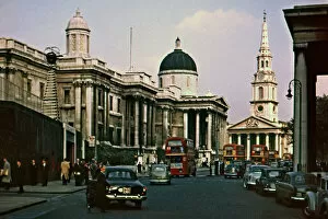 Trafalgar Square with traffic, London