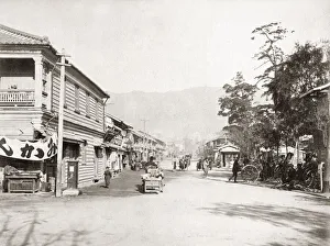 Traffic on Sannomiya Street, Kobe, Japan c. 1880 s