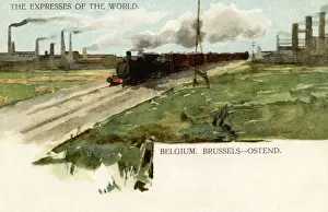 Train on the Brussels to Ostend railway, Belgium