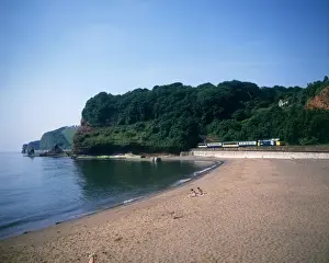Dawlish Prints: Train passing through Coryton Cove, Dawlish, Devon