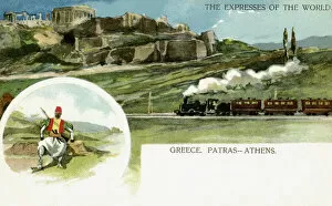 Railroad Gallery: Train on the Patras to Athens railway, Greece