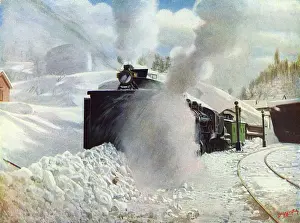 Freight Prints: Train with snow plough at Blue Canyon, California