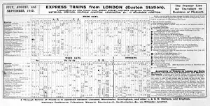 Euston Prints: Train Timetable 1910