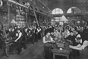 Armaments Prints: Training men in munition work, WW1