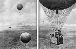 Binoculars Prints: Training Royal Flying Corps officers in a balloon, WW1