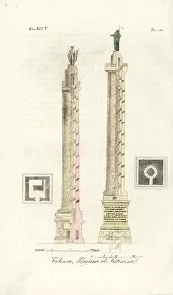 Trajans Column and the Column of Marcus Aurelius, Rome