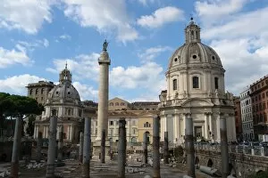 Images Dated 7th October 2008: Trajans Column and St Peters Basilica, Rome, Italy