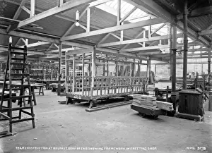 Retouched Prints: Tram Construction at Belfast, Body of Car Showing Framework
